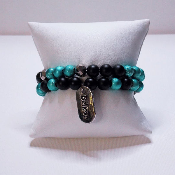 "Believe" Double-Strand Beaded Bracelet