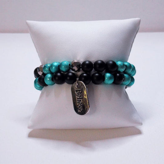 "Believe" Double-Strand Beaded Bracelet